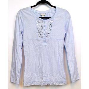 NWT Limited Too Girls Junior Sz 18 Pajama Top Shirt Blue Long Sleeve Lightweight